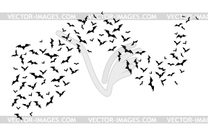 Flying halloween bats, wave - vector image