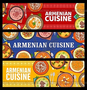Armenian cuisine food horizontal banners - vector clipart