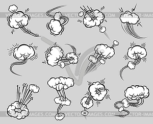 Comic speed motion bubbles, fly or jump air trails - stock vector clipart