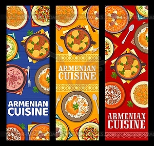 Armenian cuisine food restaurant meals banners - vector clipart