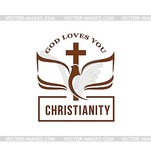 Christian church icon with Holy Spirit dove, cross - royalty-free vector image