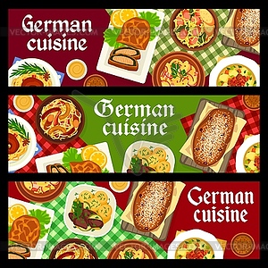 German cuisine meals and dishes banners - vector image