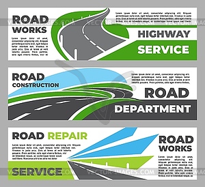 Highway road repair service department banners - vector clipart