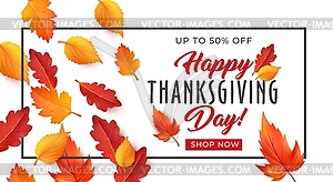 Happy Thanksgiving holiday sale or discount banner - vector clip art