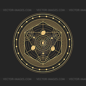 Esoteric occult sign with Moon, Sun, amulet - vector clipart