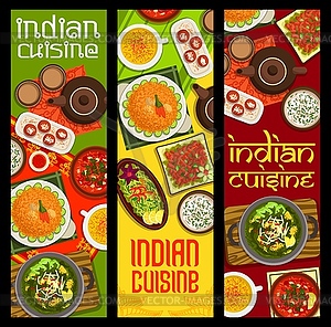 Баннеры блюд индийской кухни с азиатскими специями - векторный графический клипарт