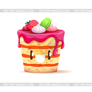 Cartoon pie character, cute fruit cake personage - stock vector clipart