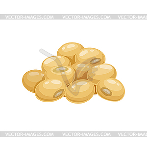 Raw soy beans, legumes farm harvest - vector image