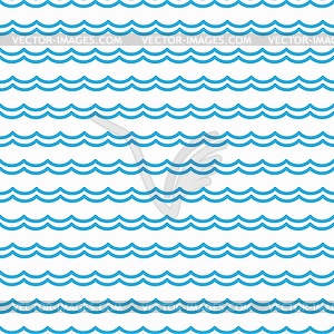 Голубой океан и морские волны бесшовный узор дизайн - векторный эскиз