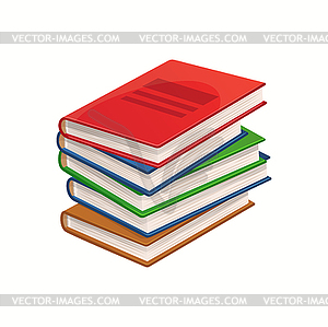 Cartoon books, textbooks and bestsellers stack - vector image