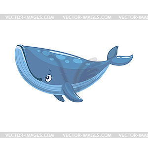 Cartoon grey whale character, kid funny sea animal - vector clipart