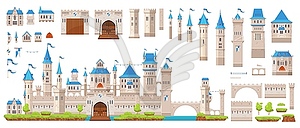 Knight stone castle and fortress constructor kit - vector clip art