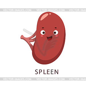Cartoon spleen human bogy organ funny character - vector clip art