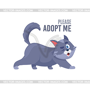 Animals adoption, funny cat wink - vector clipart