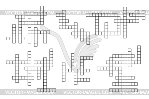Crossword game grid, educational text quiz - vector clipart
