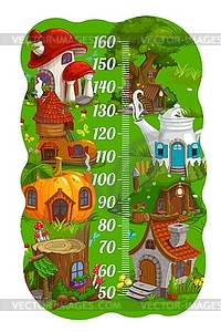 Kids height chart with magic fairy houses, ruler - vector clipart / vector image
