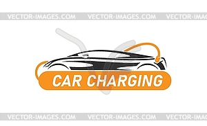 Electric car charge service icon, charging station - vector clipart