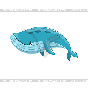 Cartoon whale character, blue cute sea animal - vector clipart / vector image