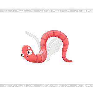 Cartoon funny worm crawl earthworm - vector image