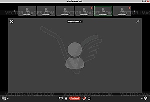 Групповой видеовызов, интерфейс приложения для вебинаров в режиме реального времени - графика в векторном формате