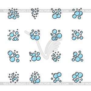 Значки цвета пузырьков мыльной пены или шампуня для ванны - стоковое векторное изображение