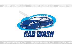 Car wash service icon, automobile washing cleaning - color vector clipart