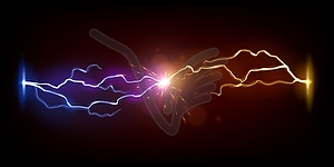 Lightning vs thunderbolt strike, clash background - vector image