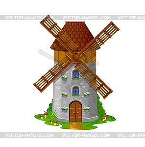 Здание ветряной мельницы или жилище карлика, дом - векторный клипарт EPS