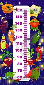 Kids height chart with cartoon vegetable superhero - vector image