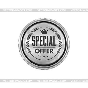 Специальное предложение серебряный значок и этикетка для продажи в магазине - векторный эскиз
