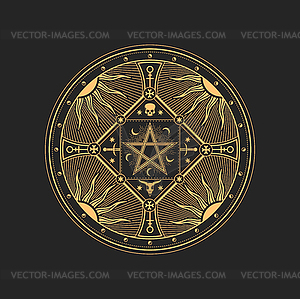 Pentacle wicca star, satanic mason tarot talisman - vector clip art