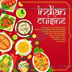 Indian cuisine menu cover page template - vector image