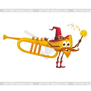 Мультяшный персонаж-трубач, фантастический инструмент - изображение в векторном формате