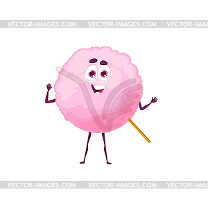 Cartoon pinky candy floss character, candy cotton - vector clipart