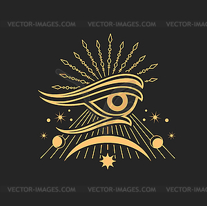 Egyptian occult and esoteric magic witchcraft eye - vector clipart