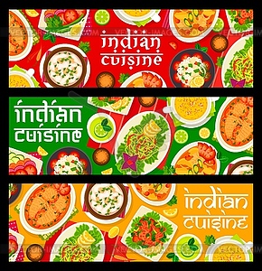 Баннеры с едой в ресторане индийской кухни - иллюстрация в векторе