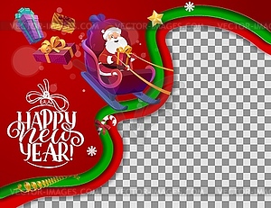 Christmas paper cut greeting card with Santa gifts - vector EPS clipart