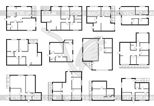 План квартиры, план этажа или схема комнат в доме - векторное изображение EPS