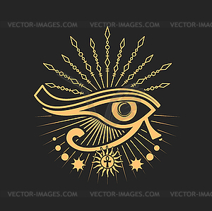 Occult esoteric sign ancient Egypt Horus eye cross - vector image