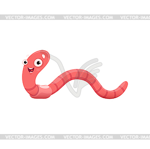 Cartoon earthworm, funny worm character - vector clipart