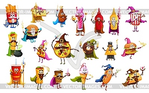 Cartoon fast food wizard characters - vector image