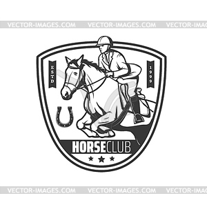 Jockey and horse club icon, equestrian sport races - vector clipart / vector image