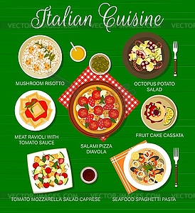 Italian cuisine food menu page design template - vector clipart