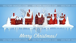 Christmas winter snowy town, winter holiday - vector clip art