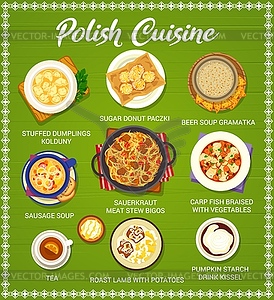 Polish cuisine meal and dishes menu template - vector clipart