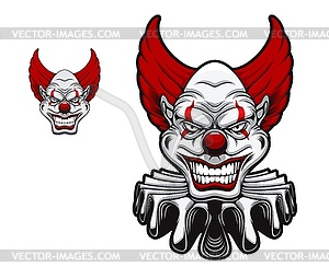 Страшный Хэллоуин цирковой клоун персонаж талисман - векторный эскиз