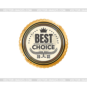 Best choice golden badge and shop sale label - vector image