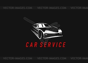 Car service, vehicle repair garage station icon - vector clip art