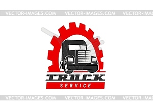 Truck repair, cargo transportation service icon - vector image