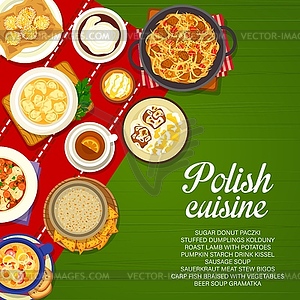 Polish food restaurant meals and dishes menu cover - vector clip art